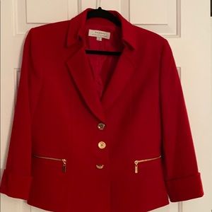 Tahari Arthur S. Levine Three Buttons Red Blazer